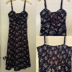 As U Wish Navy Midi Floral Dress